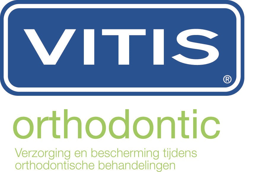 Vitis Orthodontic logo met tekst verzorging en bescherming tijdens orthodontische behandelingen