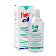 Fluor.Aid 0,05 mondspoelmiddel fles met verpakkingsdoos ernaast