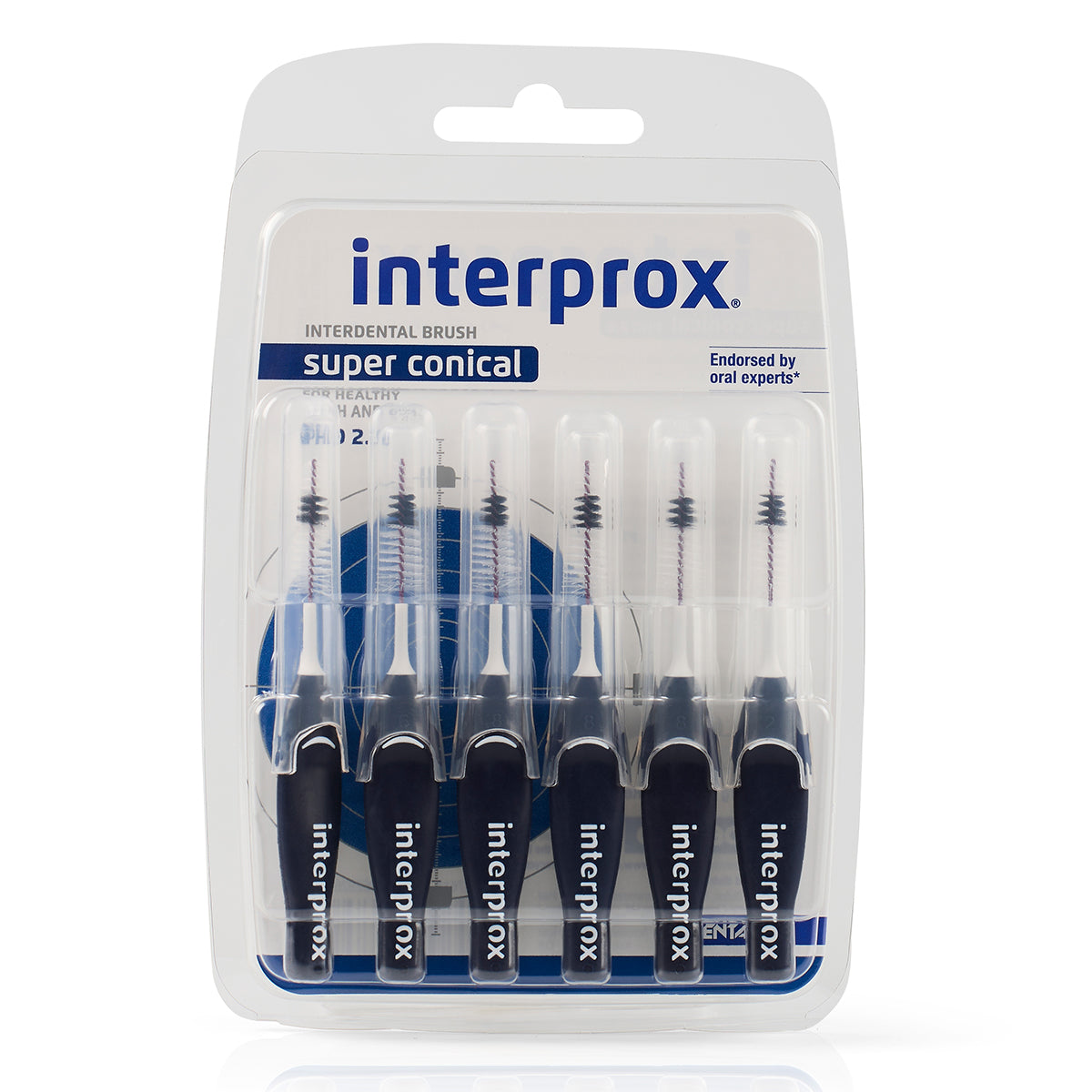 Interprox Super Conical blauw ragers in blisterverpakking met zes stuks