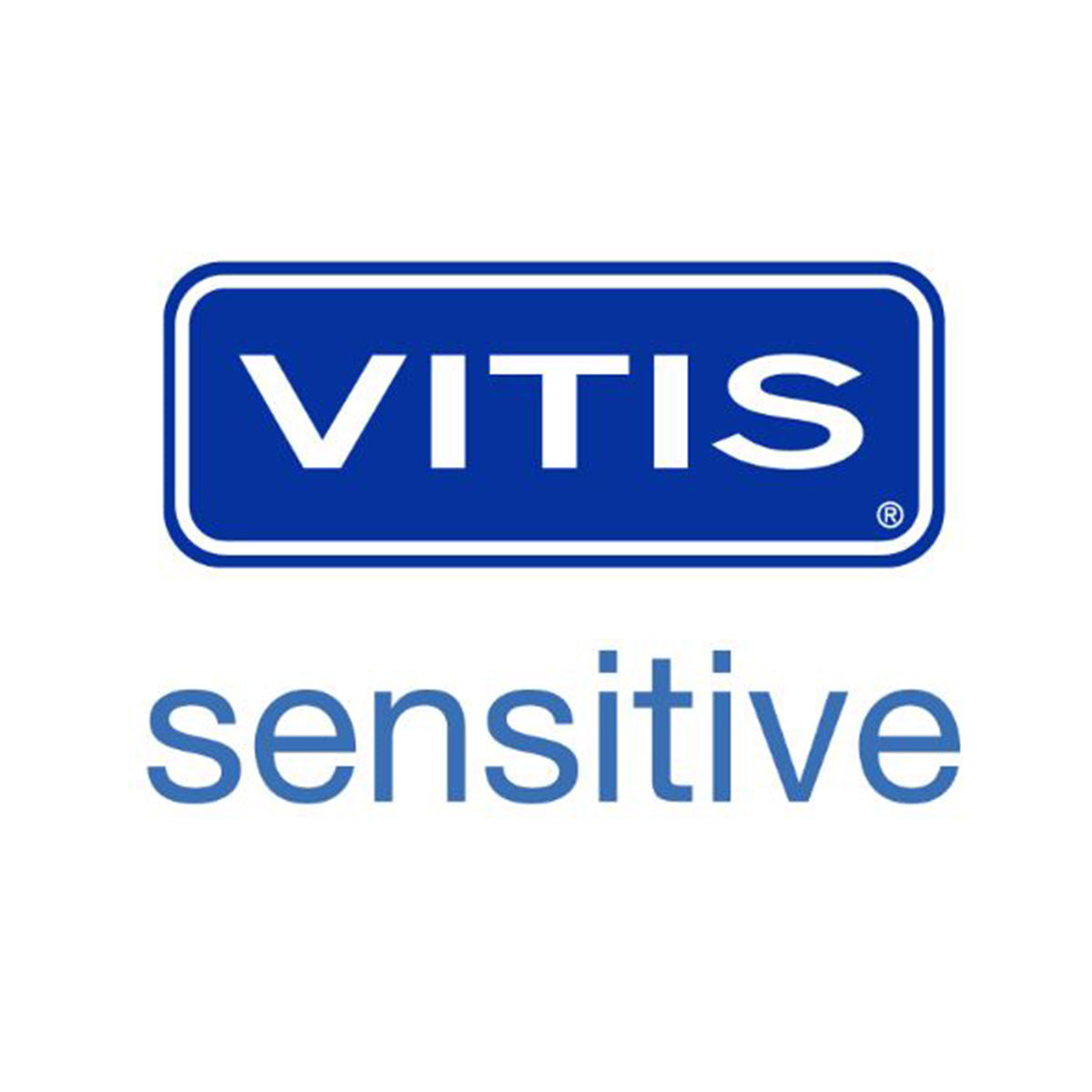 Vitis Sensitive logo in blauw met wit op witte achtergrond