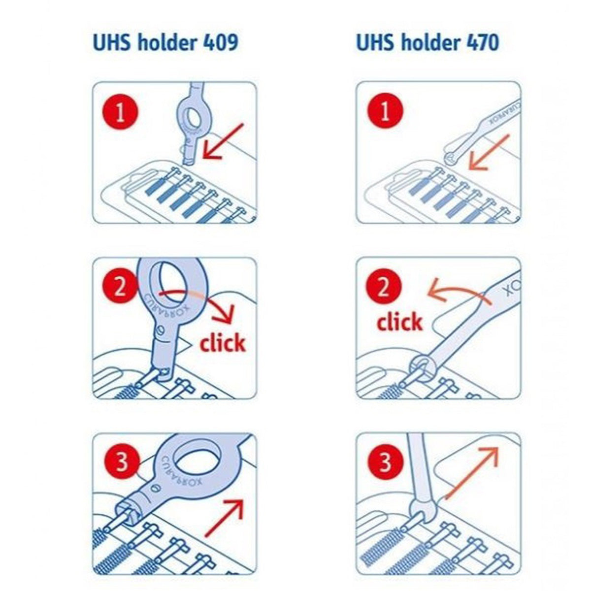 Curaprox instructie voor bevestigen ragers met UHS holder 409 en 470