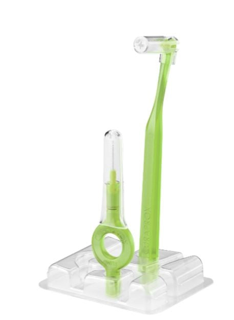 Curaprox CPS 11 Prime Start ragertje met heft in doorzichtige houder