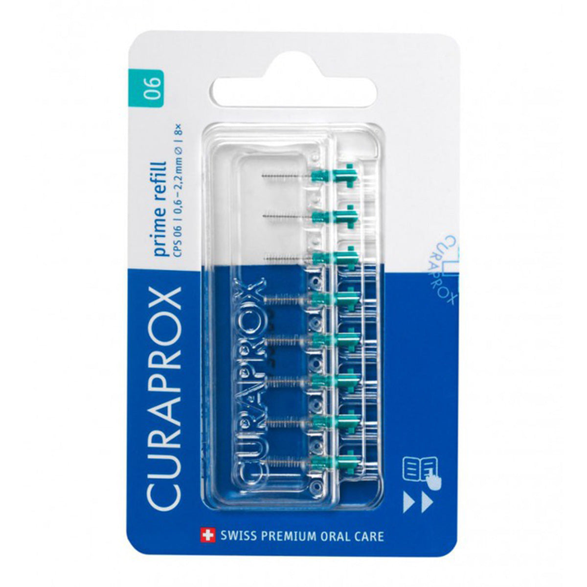 Curaprox CPS 06 Prime refill 0,6/2,2mm blauw verpakking met 8 ragers