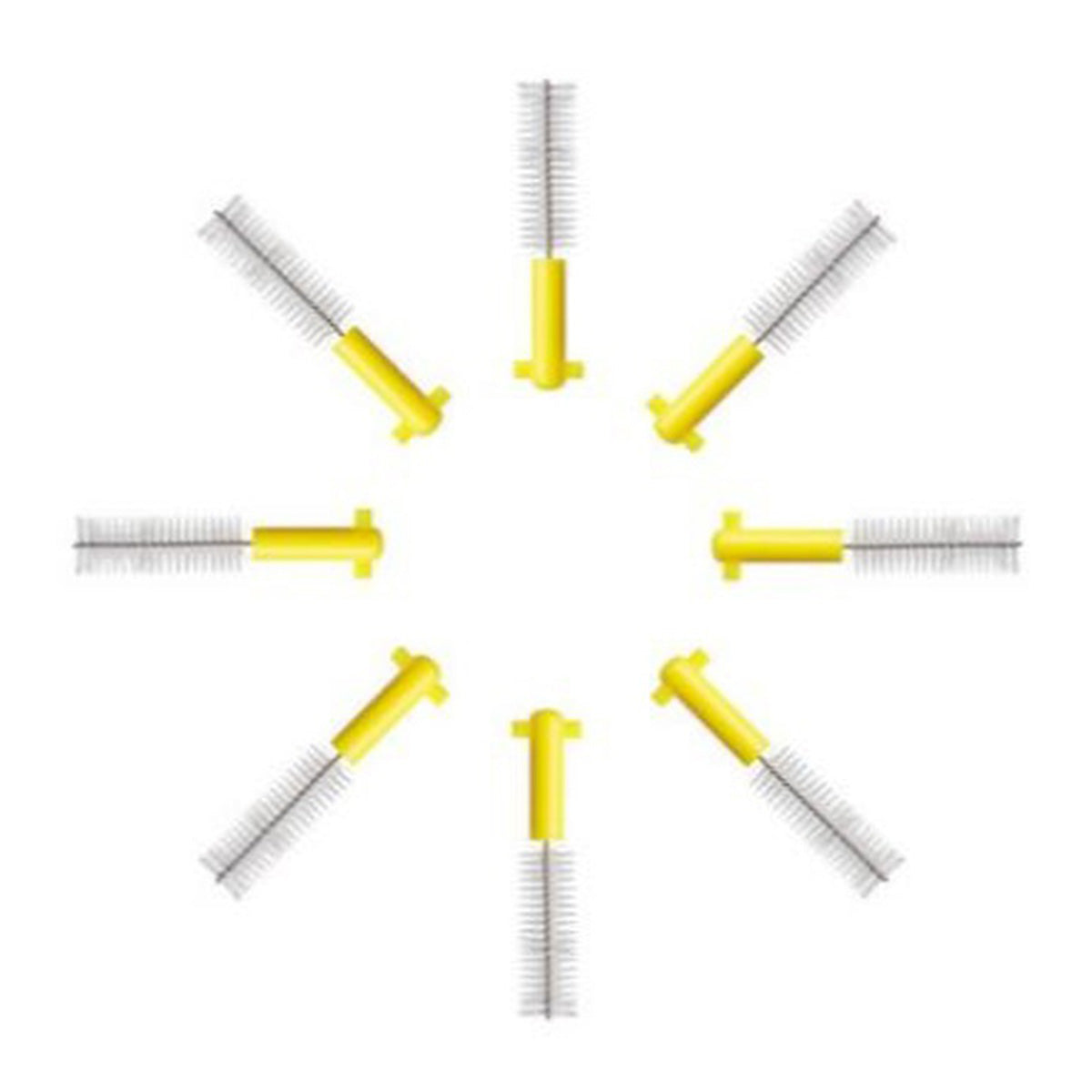 Curaprox CPS 09 Prime refill ragers in cirkel gerangschikt, gele handvatten