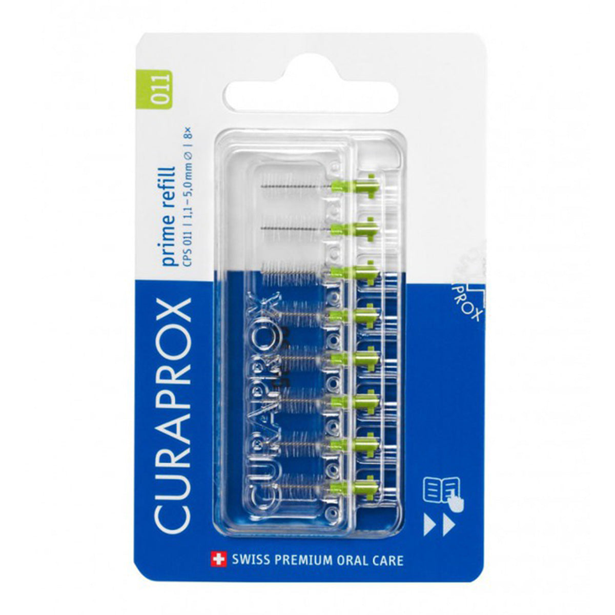 Curaprox CPS 11 Prime refill 1,1/5,0mm groen, blisterverpakking met 8 ragers