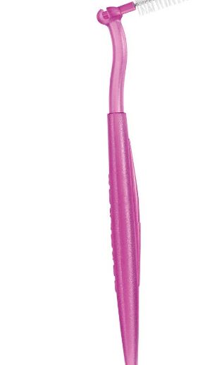 Curaprox CPS 406 Perio Start Fuchsia ragerhouder met roze handvat en metalen steel