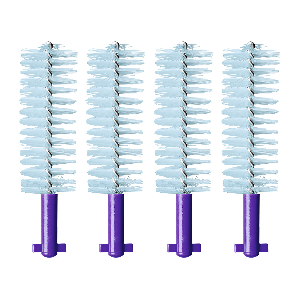 Curaprox CPS 408 Perio refill Deep Violet vier ragers met paarse steel op rij