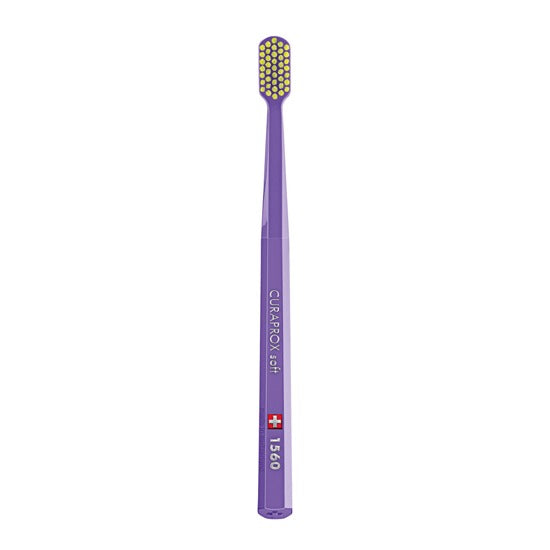 Curaprox Tandenborstel CS 1560 soft paarse handgreep met gele haartjes