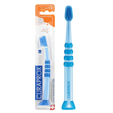 Curaprox Tandenborstel Baby blauw met verpakking, 0-4 jaar