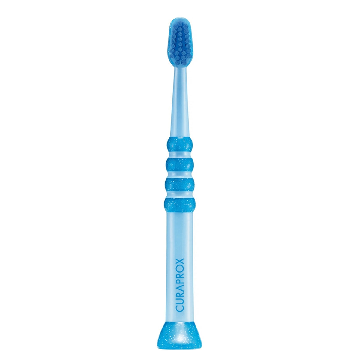Curaprox Tandenborstel Baby in blauw met zachte ronde haartjes en handvat