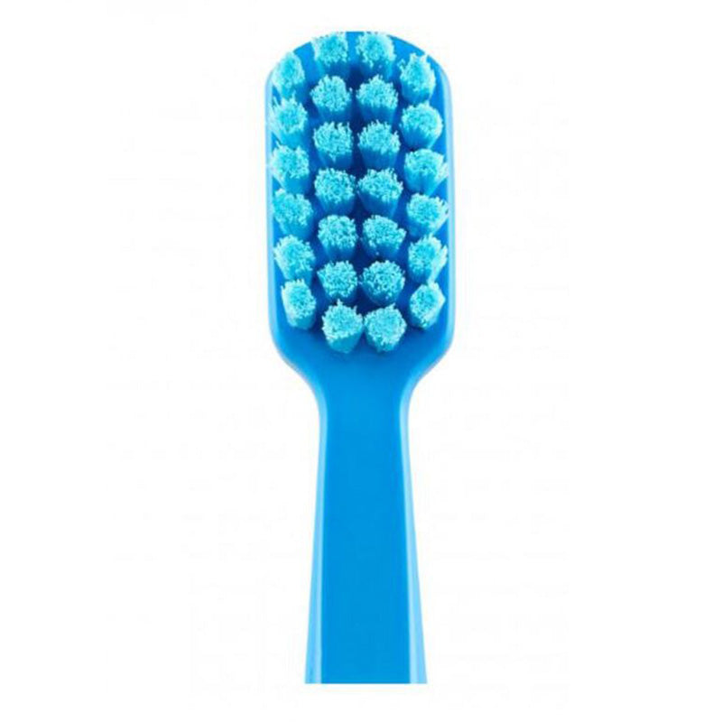 Curaprox Tandenborstel Kids ultra soft close-up van blauwe borstelkop met zachte haartjes