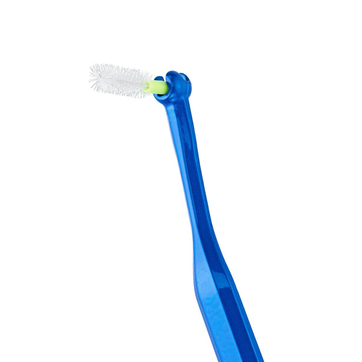Curaprox UHS 475 ragerhouder blauw met ragertje in detail close-up