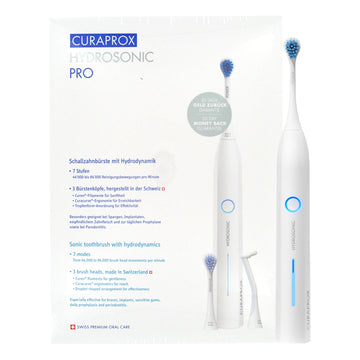 Curaprox Hydrosonic Pro sonische tandenborstel met verpakking en opzetborstels