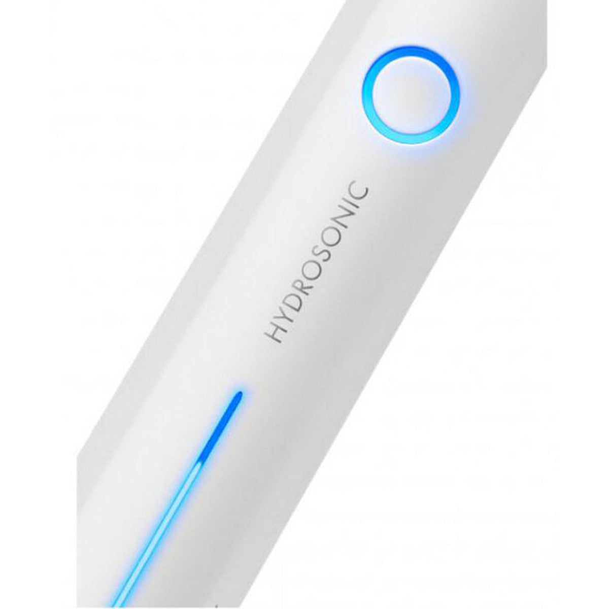 Curaprox Hydrosonic Pro sonische tandenborstel detail met blauw led-lampje en handvat