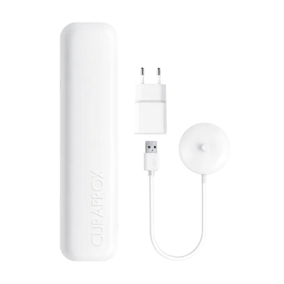 Curaprox Hydrosonic Easy reisetui met oplader, usb-kabel en oplaadstation