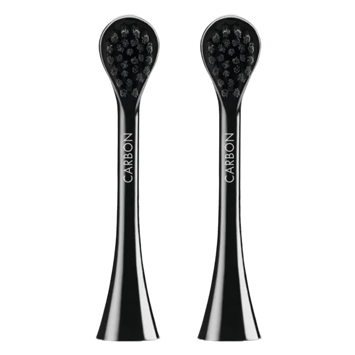 Curaprox Hydrosonic opzetborstels Black is White twee zwarte opzetborstels met Carbon-tekst