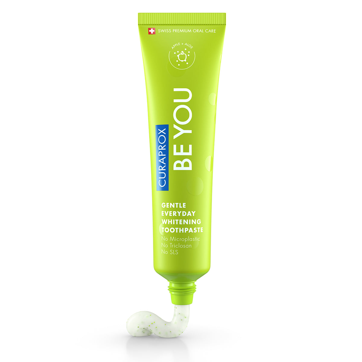 Curaprox BE YOU tandpasta appel/aloe vera groene tube met uitgeknepen pasta