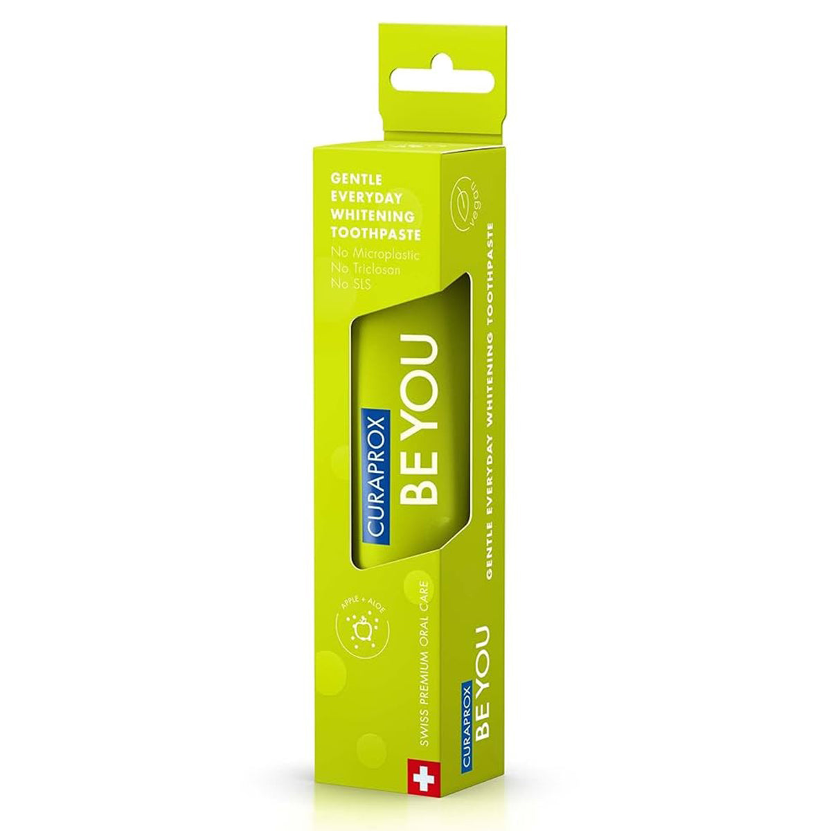 Curaprox BE YOU tandpasta appel/aloe vera groene doos zijaanzicht