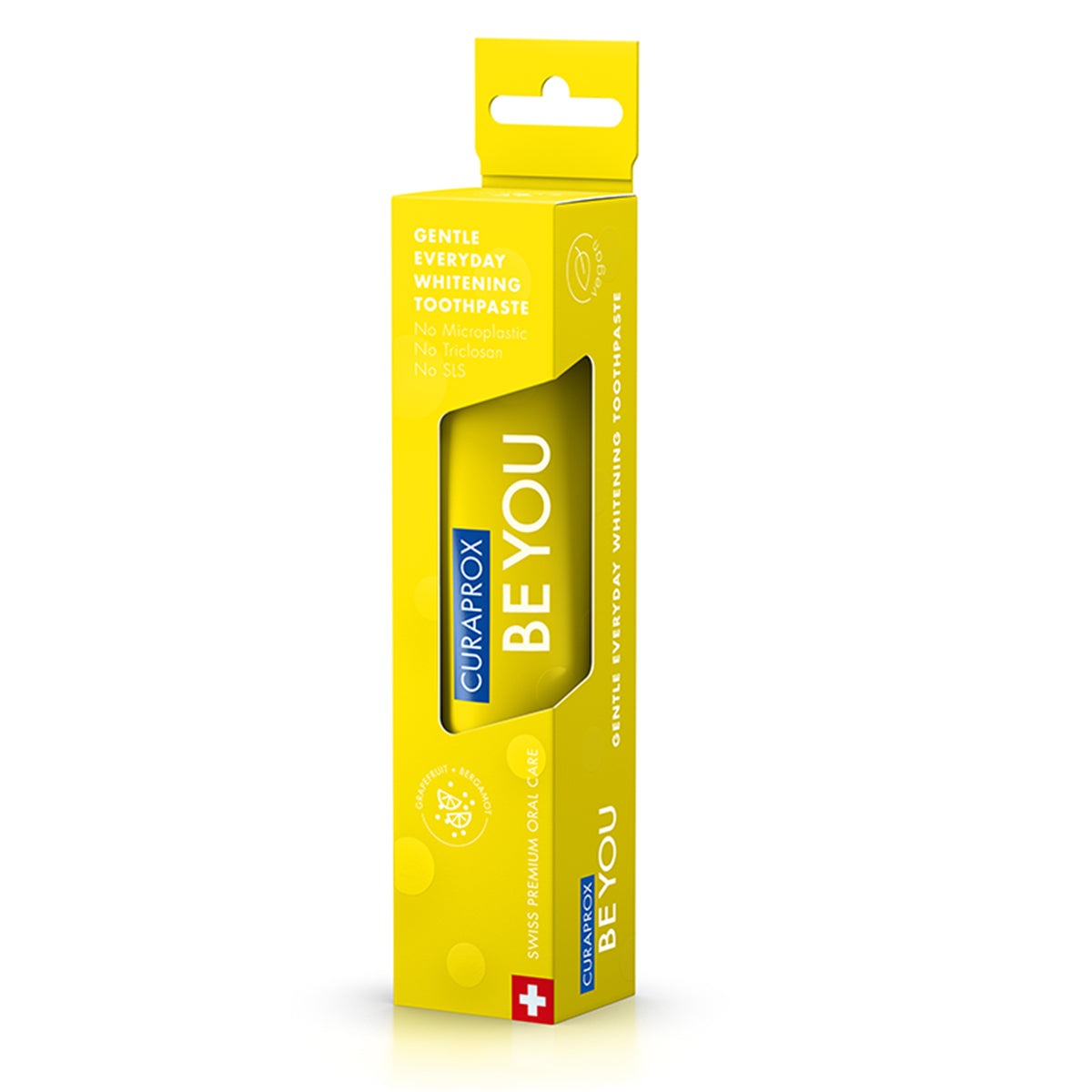 Curaprox BE YOU tandpasta grapefruit/bergamot gele verpakking zijaanzicht
