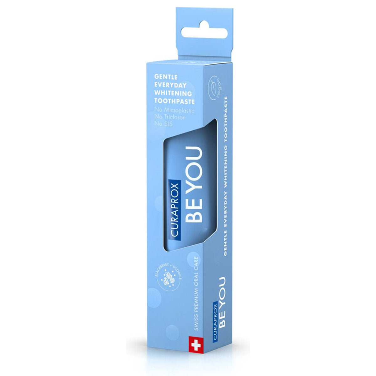 Curaprox BE YOU tandpasta bramen/drop lichtblauwe verpakking met tube erin