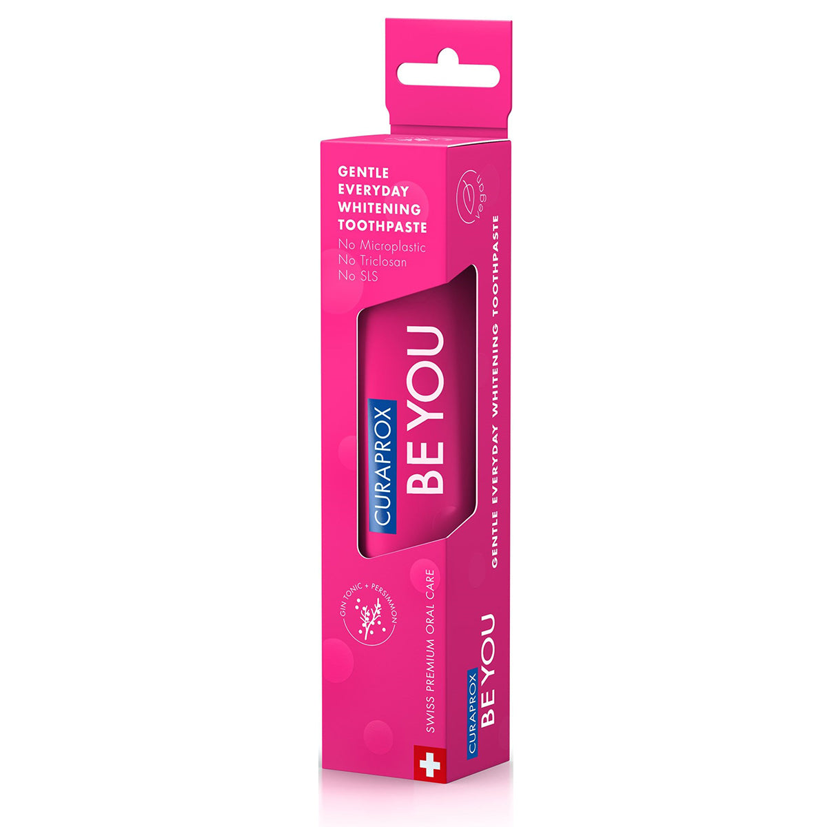 Curaprox BE YOU tandpasta gin tonic/sharon fruit roze verpakking schuin van voren