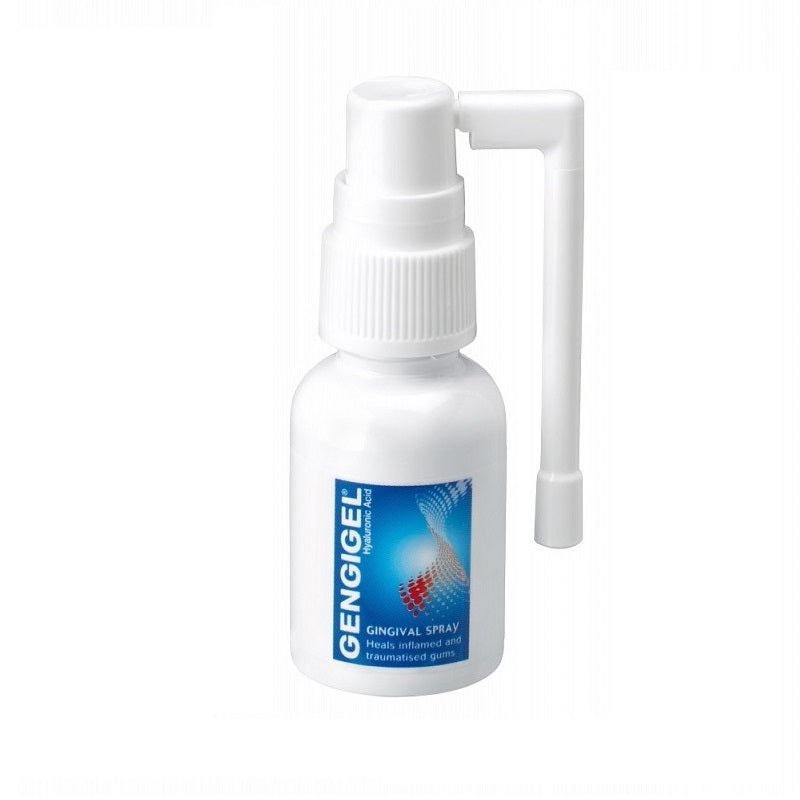 Gengigel spray flesje met verlengde spuitkop tegen witte achtergrond