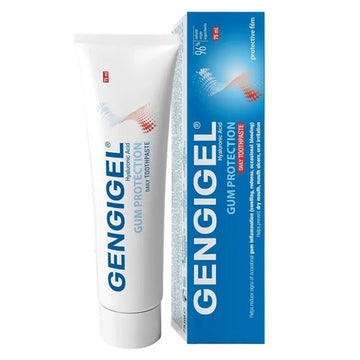 Gengigel Gum Protection tandpasta tube naast verpakking van 75 ml