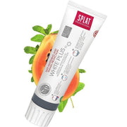 Splat Professional White Plus tandpasta tube met papaja en munt op achtergrond