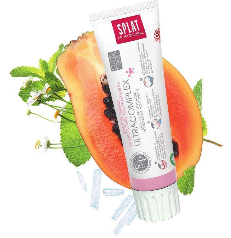 Splat Professional Ultracomplex tandpasta tube tussen papaja, kamille en muntblaadjes