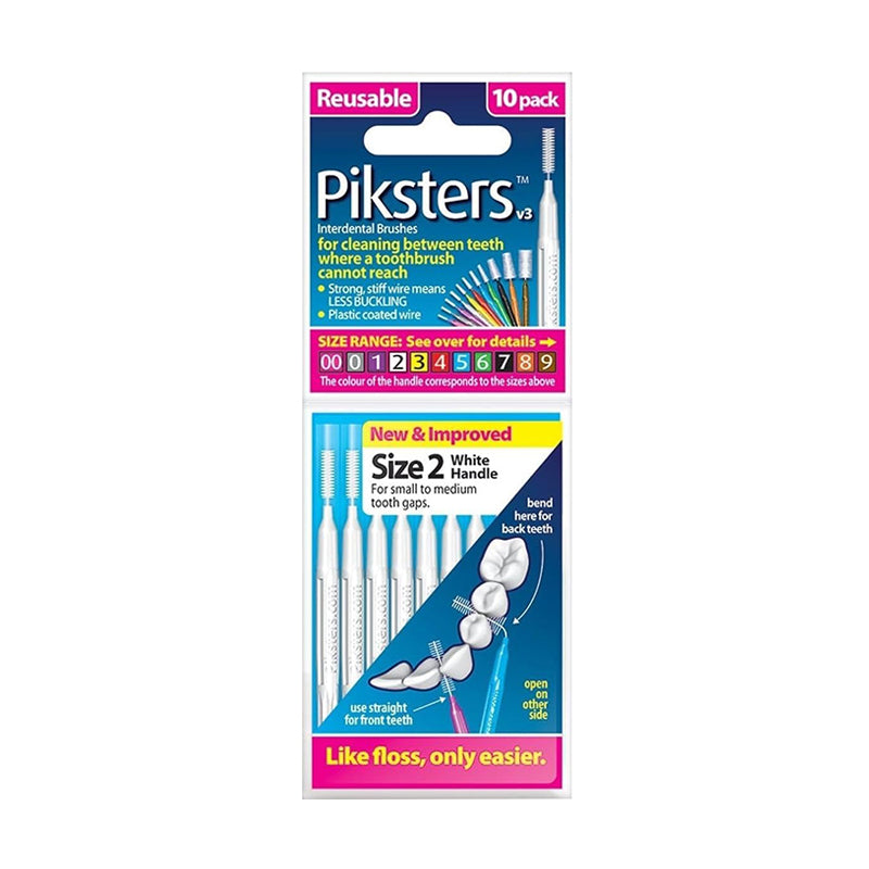 Piksters ragers Size 2 wit, verpakking 10 stuks met maatinstructies