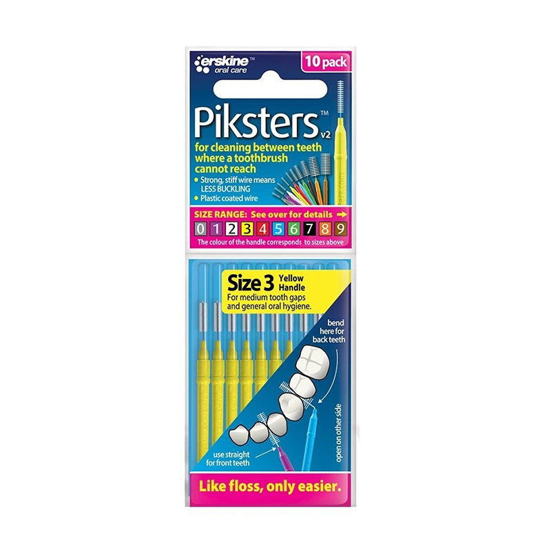 Piksters ragers Size 3 geel verpakking met 10 stuks en gebruiksinstructies
