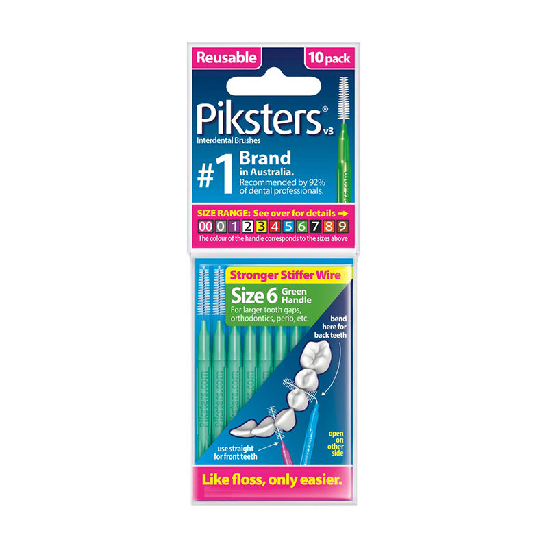Piksters ragers Size 6 groen verpakking met 10 stuks interdentale ragers