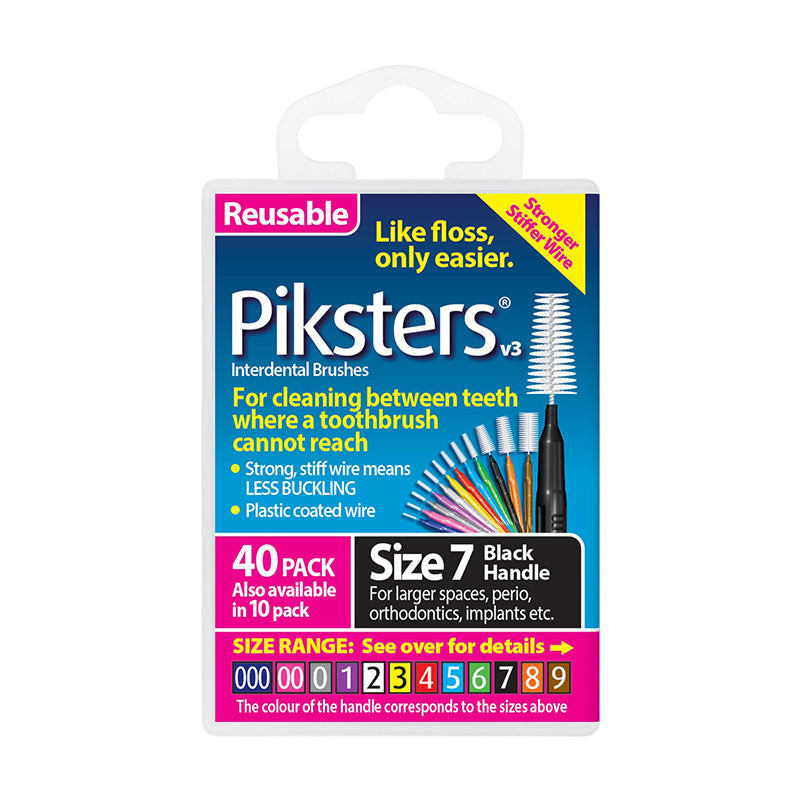 Piksters ragers Size 7 zwart verpakking met 40 stuks afgebeeld