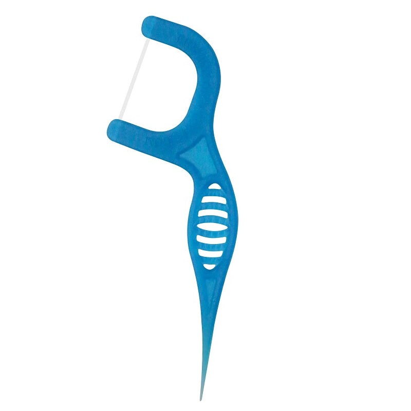 Piksters Supagrip Floss met houder, blauwe tandenstoker met flosdraad detail