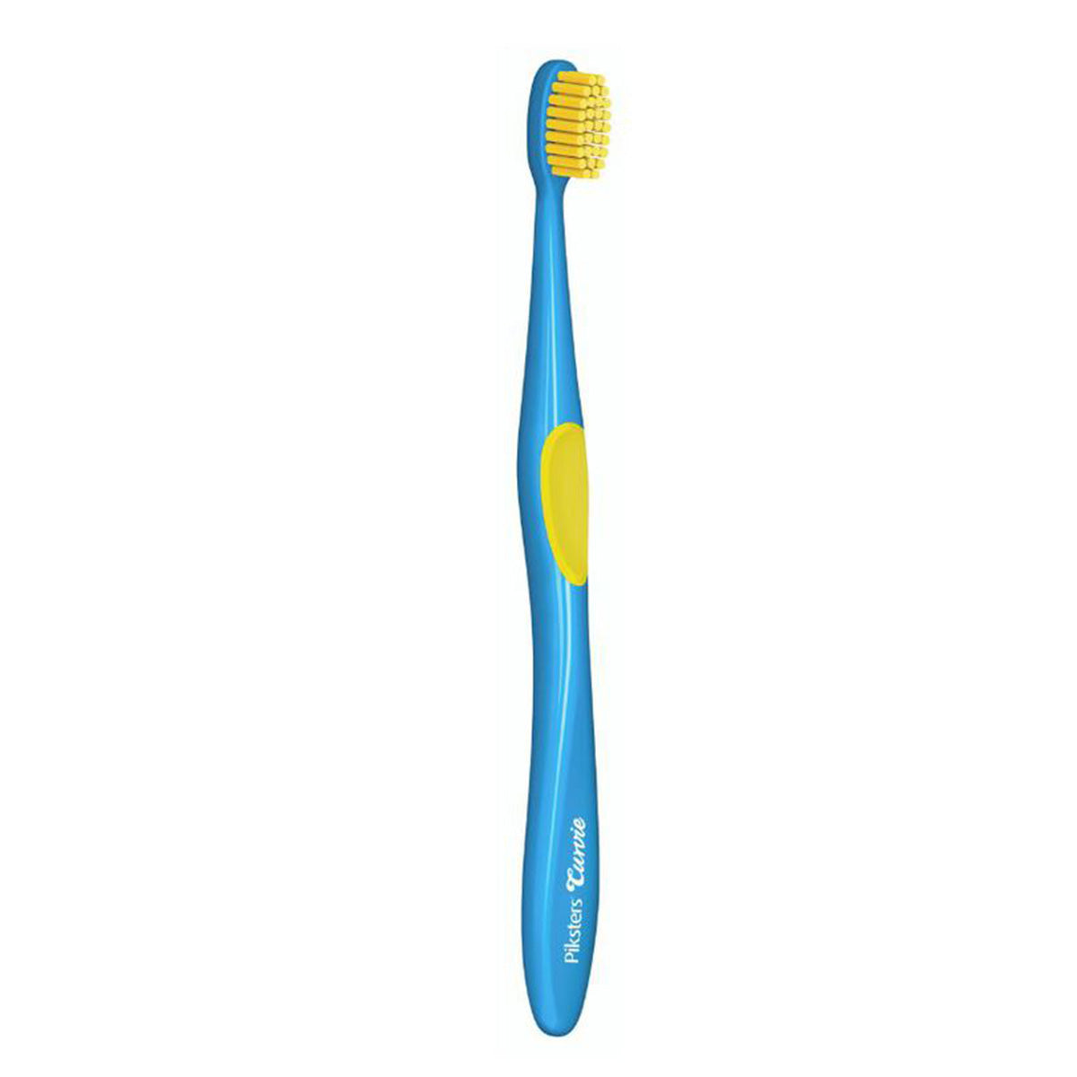 Piksters Curvie Soft Regular tandenborstel met blauwe steel en gele haren