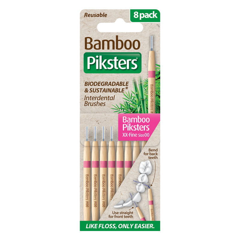 Bamboo Piksters ragers Size 00 XX-Fijn roze verpakking met 8 stuks en gebruiksinstructie