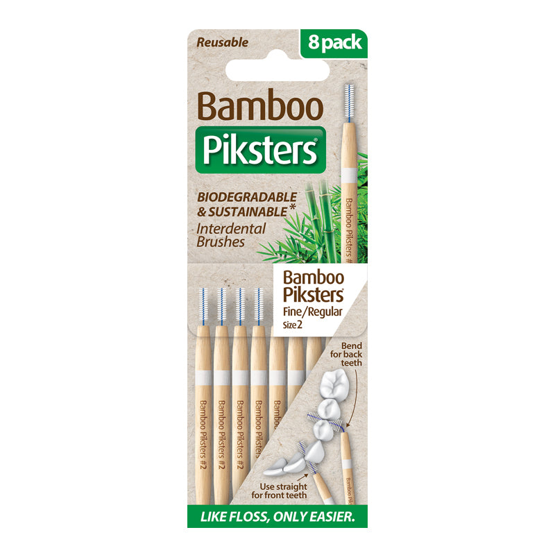 Piksters Bamboo ragers Size 2 Fijn/Reg verpakking met 8 stuks bamboe ragers