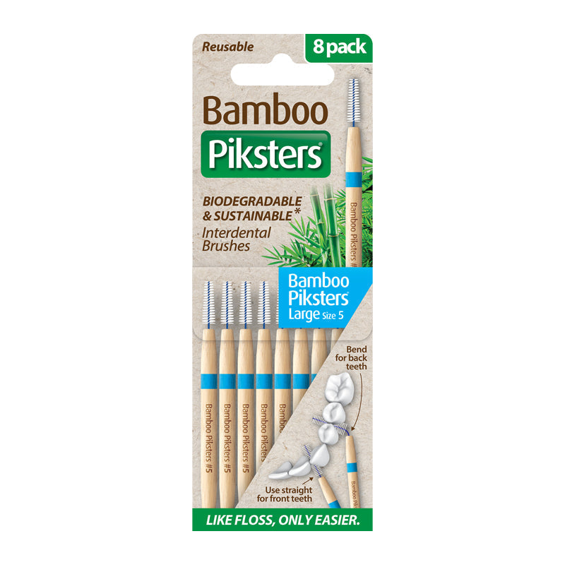Piksters Bamboo ragers Size 5 Large verpakking met 8 stuks en gebruiksinstructie