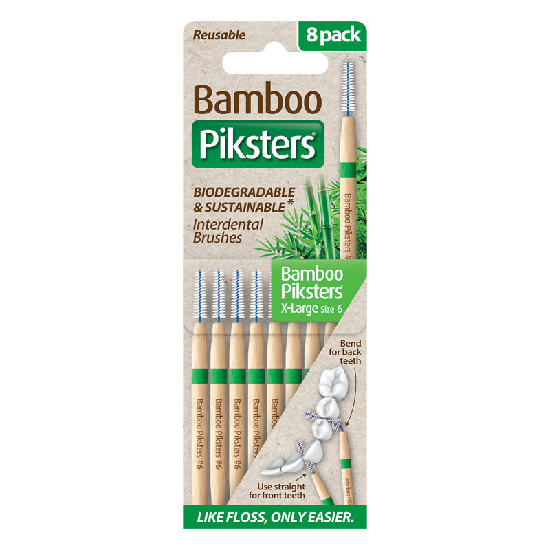 Piksters Bamboo ragers Size 6 X-large verpakking met 8 stuks en groene ring