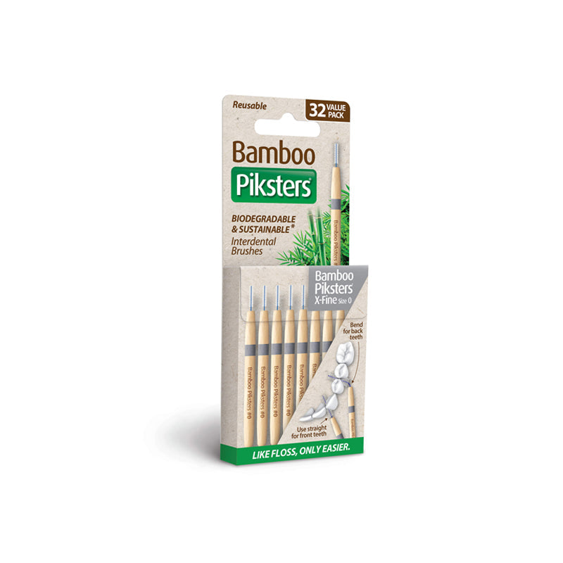 Bamboo Piksters ragers Size 0 X-Fijn, verpakking 32 stuks met ragers ernaast