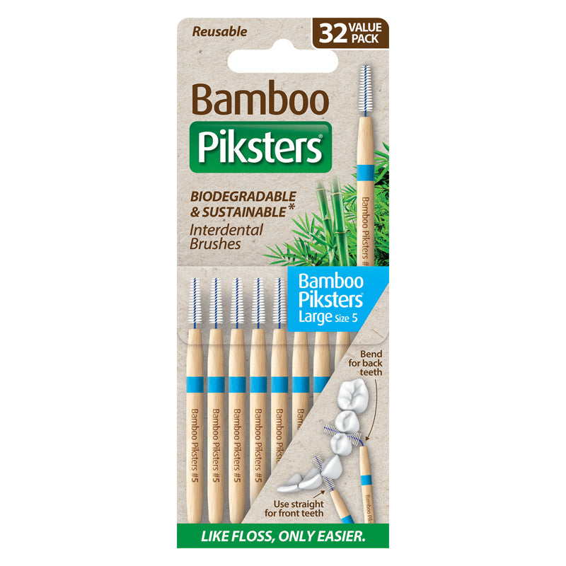 Piksters Bamboo ragers Size 5 Large verpakking met 32 stuks, blauwe kleurcode zichtbaar