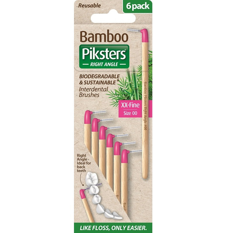 Bamboo Piksters ragers hoek Size 00 XX-Fijn roze, verpakking met 6 stuks in beeld