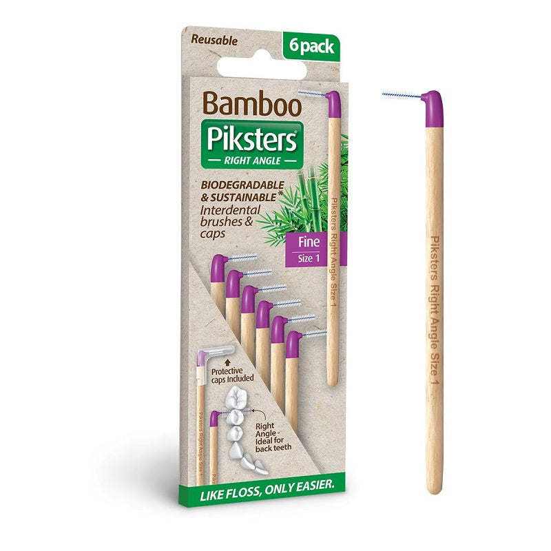 Bamboo Piksters ragers hoek Size 1 Fijn paars, verpakking 6-pack met losse rager ernaast
