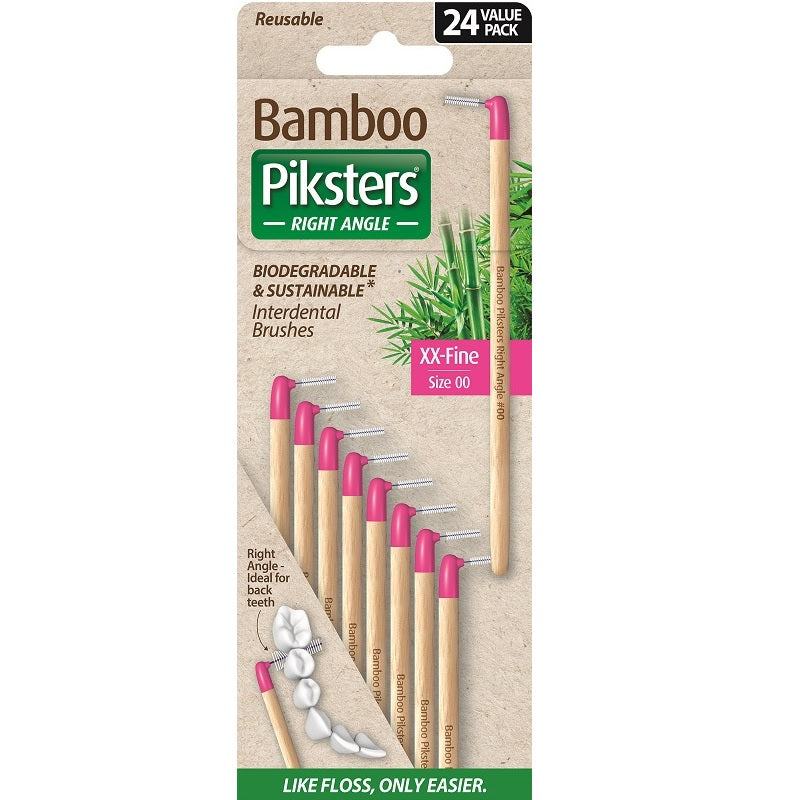Piksters Bamboo ragers hoek Size 00 XX-Fijn, verpakking met 24 roze ragers