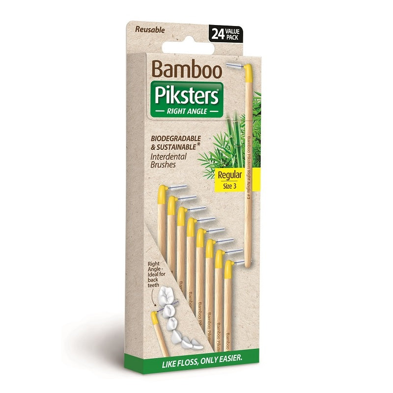 Piksters Bamboo ragers Right Angle Size 3 Regular geel verpakking 24 stuks
