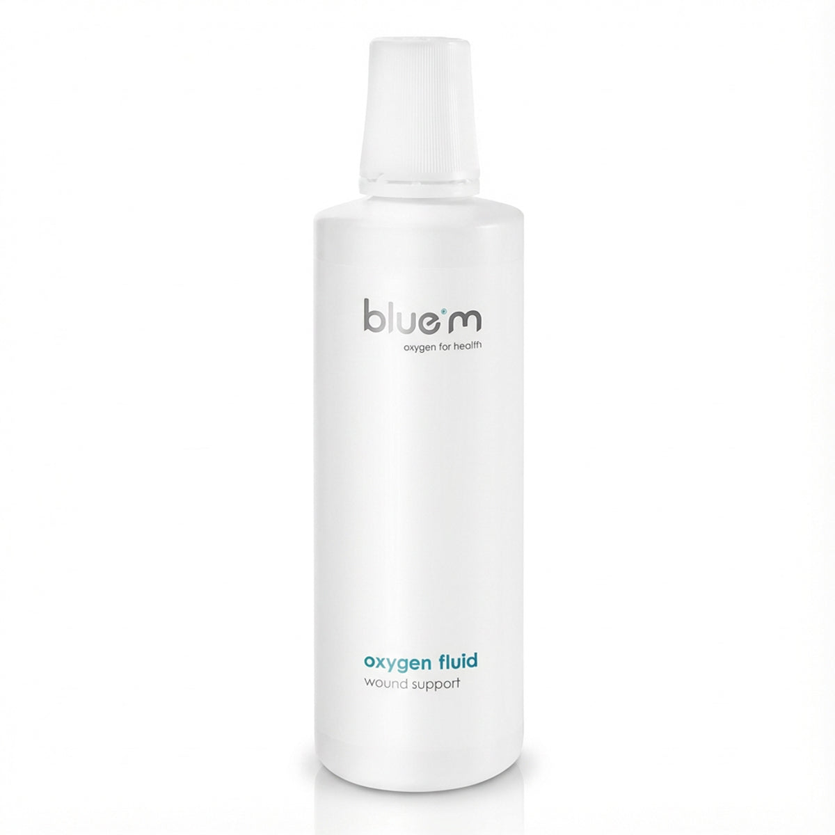 Bluem Oxygen Fluid witte fles met tekst wound support op etiket
