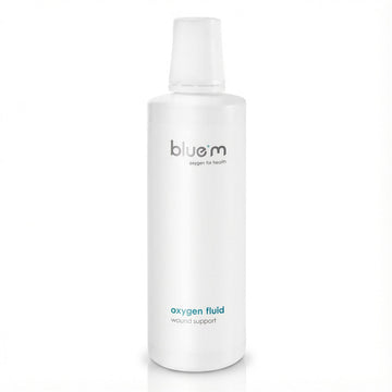 Bluem Oxygen Fluid witte fles met tekst wound support op etiket