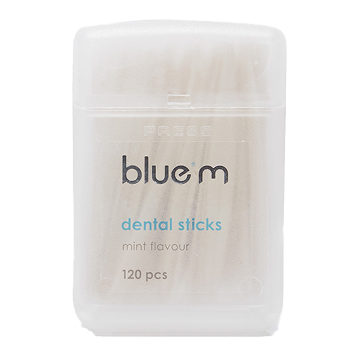 Bluem Dental sticks Mint verpakking met 120 tandenstokers, close-up