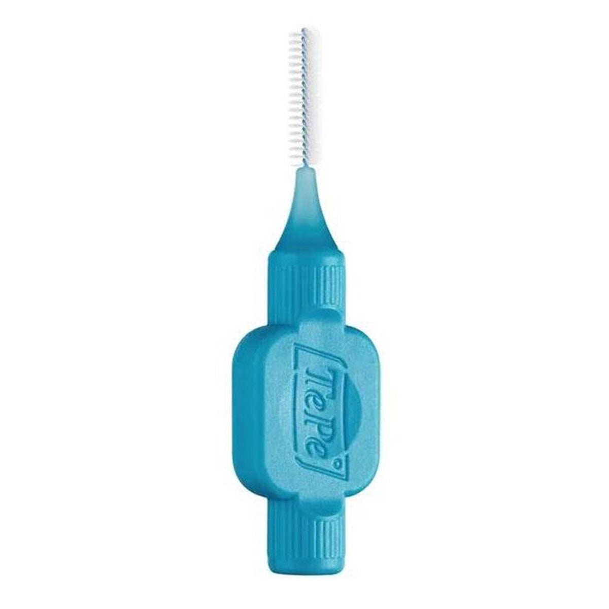 TePe Interdentale ragers Original blauw 0,6mm close-up van het handvat met logo