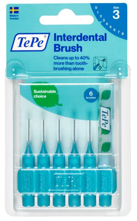 TePe Interdentale ragers Original blauw 0,6mm verpakking met 6 borsteltjes maat 3